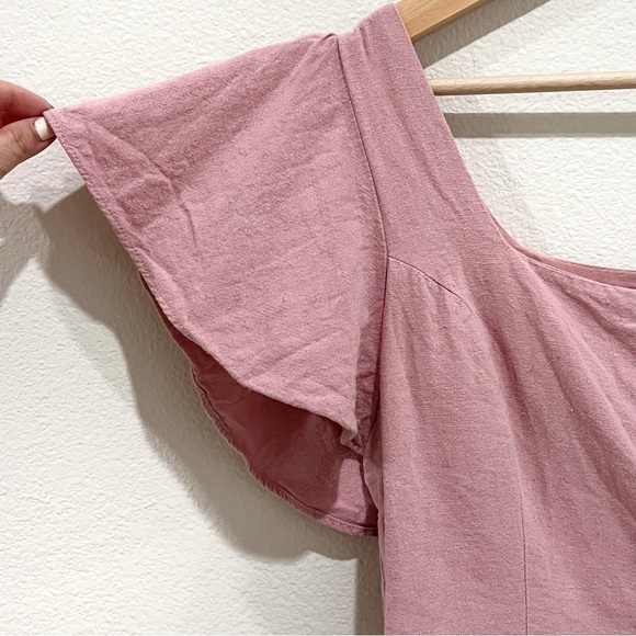 BLASHE Linen Pink Button Crop Top Size M - Picture 3 of 8
